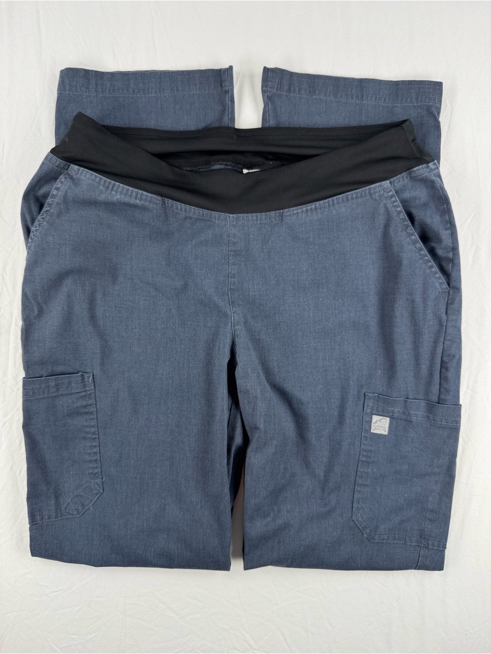 Butter-Soft Stretch Straight Leg Maternity Cargo Pants in Navy